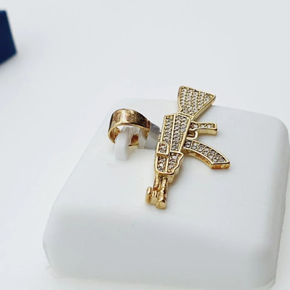 "14K Gold Plated Cubic Zircon Pendant, INUS1BR076 - Picture 4 of 10